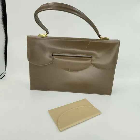 Vintage 1950s Dafar Brown Leather Handbag Purse - Picture 12 of 15